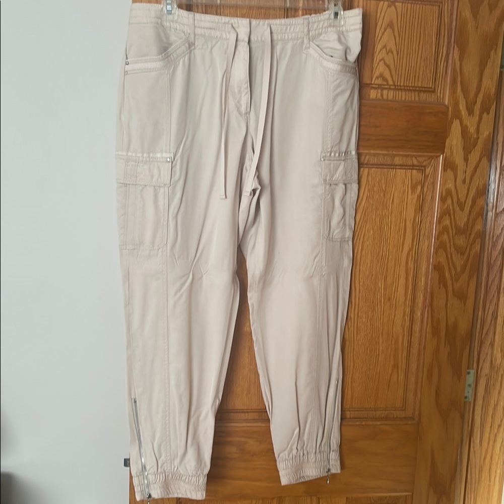 Beige Cargo Jogger Pants